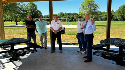 New Browns Branch Pavilion with Commission Robert Scott and Jody Sweeny, County Administrator Kevin Sipple,  Community Services Director Jeremy Sheppard, and Community Services Asst Director Mike Rigby